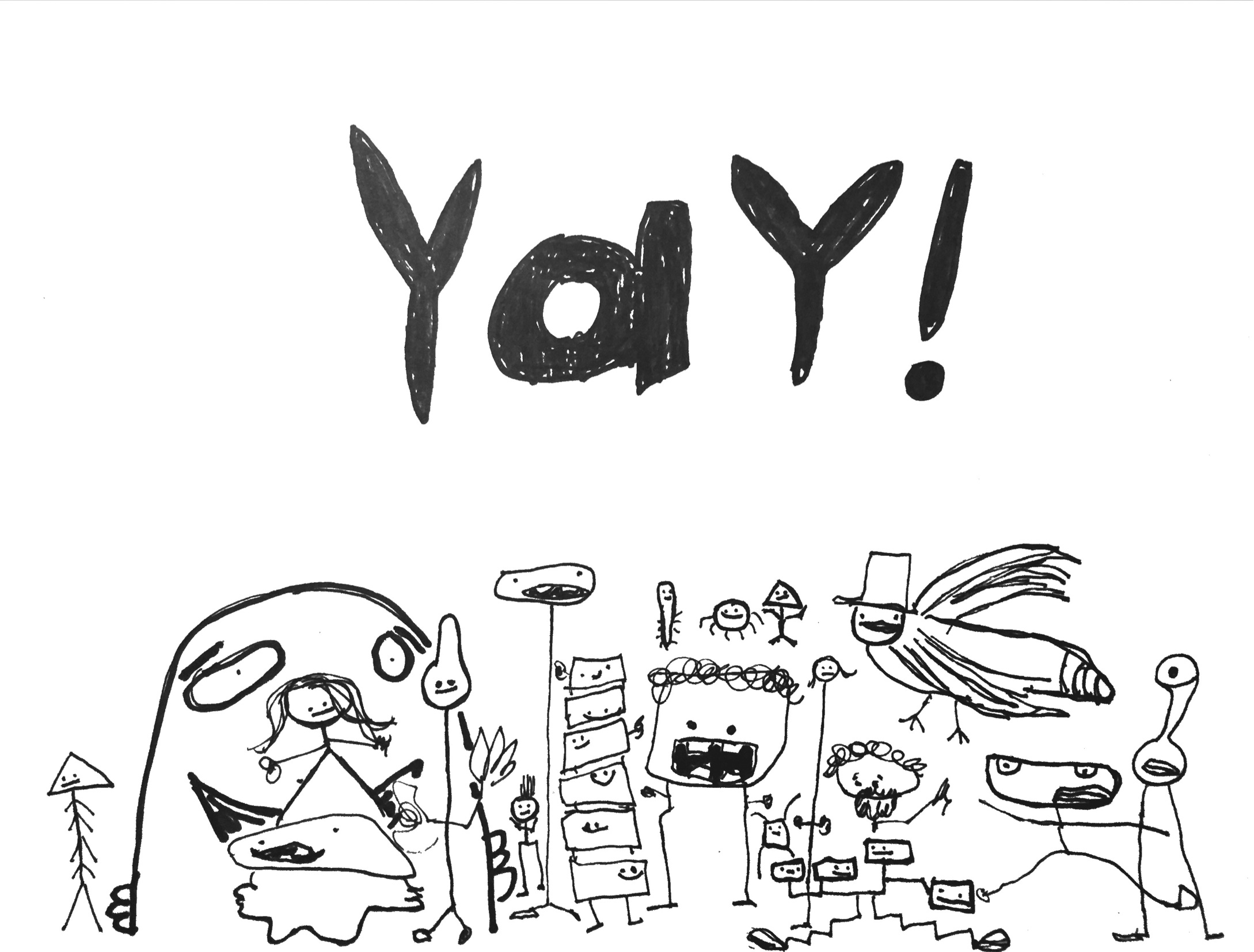YaY! — a gang of enthusiastic hand-drawn characters